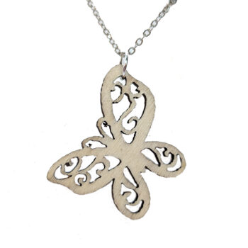 Butterfly Irregular Wings Natural Wood Pendant Necklace