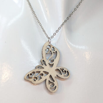 Butterfly Irregular Wings Natural Wood Pendant Necklace - Image 4