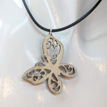 Butterfly Irregular Wings Natural Wood Pendant Necklace - Image 2