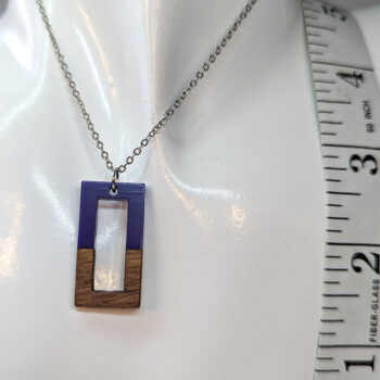 Purple Resin Wood Hollow Rectangle Necklace - Image 4