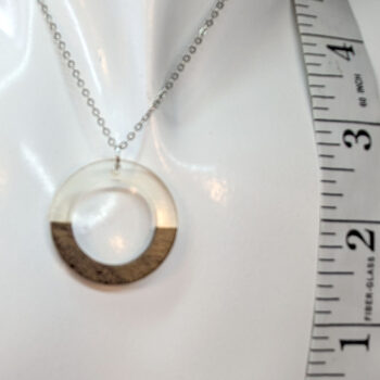 Clear Resin Wood Hollow Round Hoop Necklace - Image 4