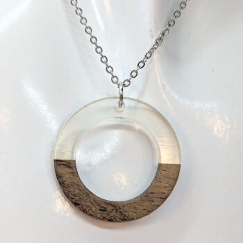 Clear Resin Wood Hollow Round Hoop Necklace - Image 3