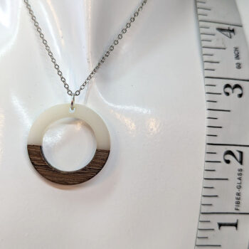 White Resin Wood Hollow Round Hoop Necklace - Image 2