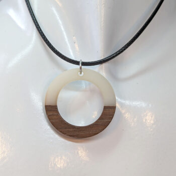 White Resin Wood Hollow Round Hoop Necklace