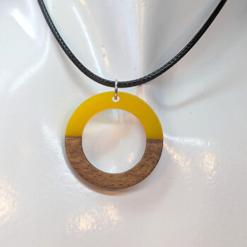 Yellow Resin Wood Hollow Round Hoop Necklace