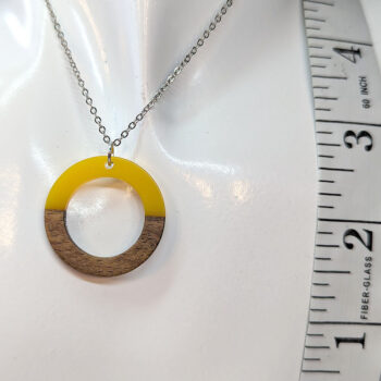 Yellow Resin Wood Hollow Round Hoop Necklace - Image 2