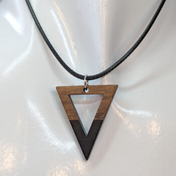 Black Resin Wood Hollow Triangle Necklace