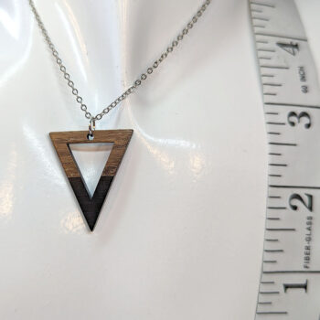 Black Resin Wood Hollow Triangle Necklace - Image 2