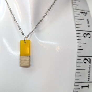 Yellow Resin Wood Rectangle Necklace - Image 2