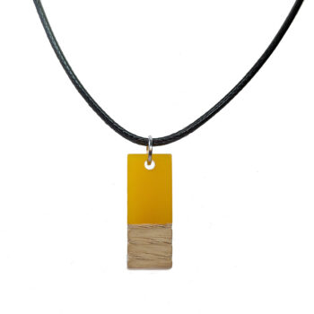 Yellow Resin Wood Rectangle Necklace