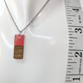 Red Resin Wood Rectangle Necklace - Image 2