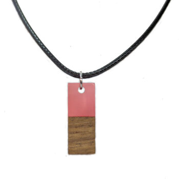 Red Resin Wood Rectangle Necklace