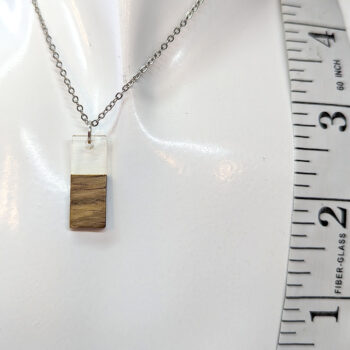 White Resin Wood Rectangle Necklace - Image 2