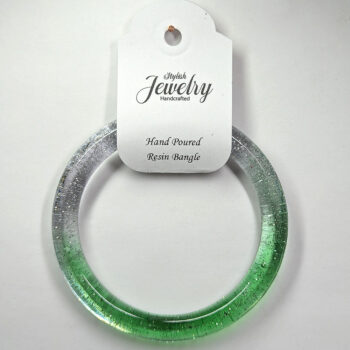 Two Tone Glitter Slip-on Bangle Transparent Resin Bracelets - Image 13