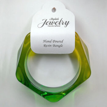 Chunky Polygon Colorful Two Tone Slip-on Bangle Resin Bracelet - Image 10