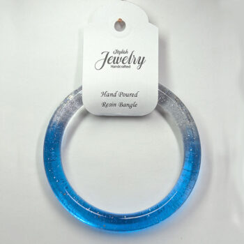 Two Tone Glitter Slip-on Bangle Transparent Resin Bracelets - Image 11