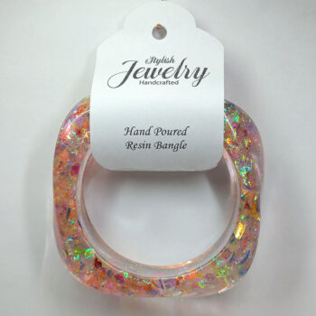 Chunky Irregular Colorful Sequins Slip-on Bangle Resin Bracelet - Image 4