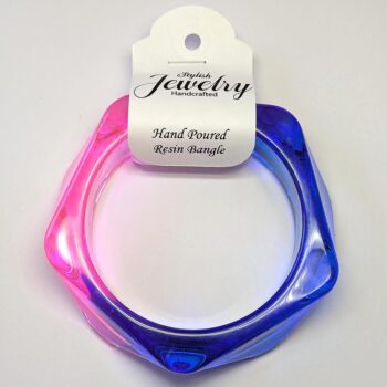 Chunky Polygon Colorful Two Tone Slip-on Bangle Resin Bracelet - Image 13