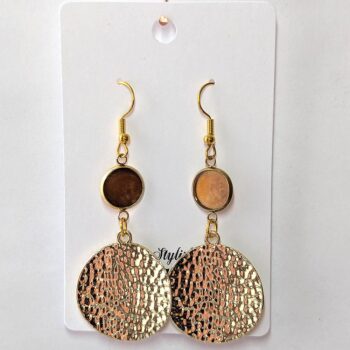 Modern Stamped Round Resin Connector Earrings Gold - Image 4