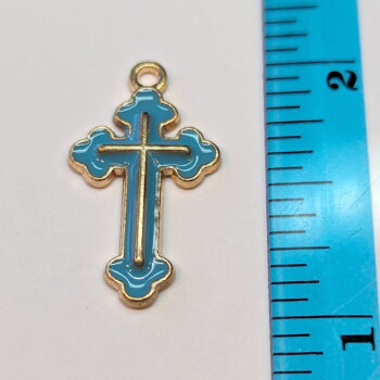 Decorative Blue Cross Enamel Charm Gold - Image 5