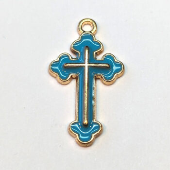 Decorative Blue Cross Enamel Charm Gold - Image 4