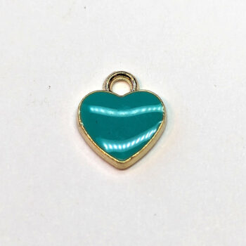 Small Green Heart Enamel Charm Gold - Image 4