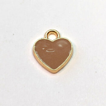 Small Brown Heart Enamel Charm Gold - Image 5