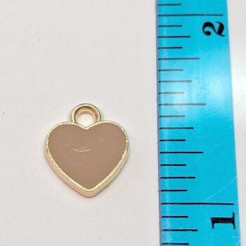 Small Brown Heart Enamel Charm Gold - Image 4