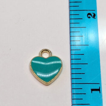 Small Green Heart Enamel Charm Gold - Image 3