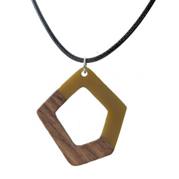 Caramel Brown Resin Wood Hollow Irregular Diamond Necklace