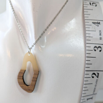 Cream Resin Wood Hollow Irregular Oval Necklace - Image 2