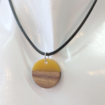 Yellow Resin Wood Round Circle Necklace