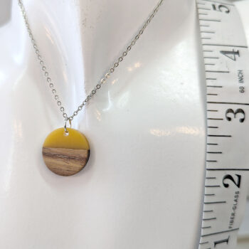 Yellow Resin Wood Round Circle Necklace - Image 2