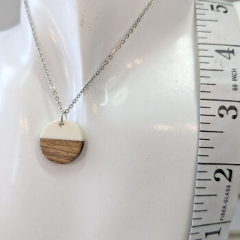 White Resin Wood Round Circle Necklace - Image 4