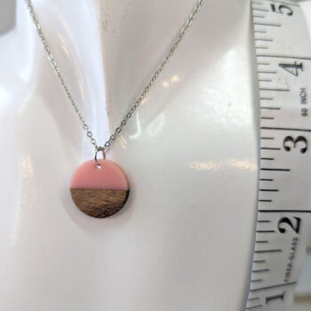 Pink Resin Wood Round Circle Necklace - Image 4