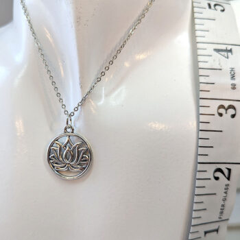 Silver Yoga Decorative Lotus Flower Hoop Necklace - Image 3