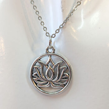 Silver Yoga Decorative Lotus Flower Hoop Necklace