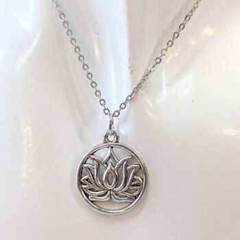 Silver Yoga Decorative Lotus Flower Hoop Necklace - Image 2