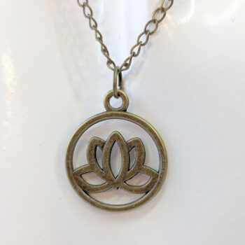 Antique Bronze Yoga Lotus Flower Hoop Necklace