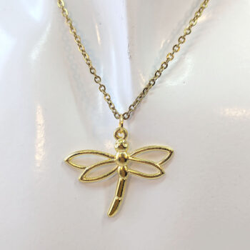 Hollow Dragonfly Necklace Gold - Image 3