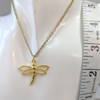 Hollow Dragonfly Necklace Gold - Image 2