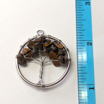 Tigers Eye Gemstones Tree of Life Wire Pendant Silver - Image 2