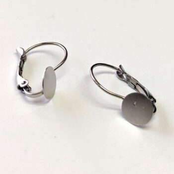 Silver Stainless Steel Cabochon Lever Back Earrings 2 Pc - Image 3