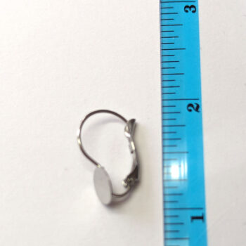 Silver Stainless Steel Cabochon Lever Back Earrings 2 Pc - Image 2