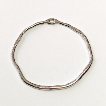 Large Hollow Connector Round Hoop Geometric Pendant Silver