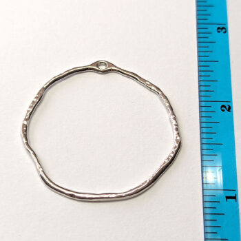 Large Hollow Connector Round Hoop Geometric Pendant Silver - Image 2