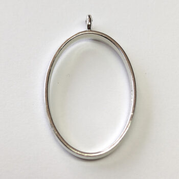 Geometric Hollow Oval Pendant Silver