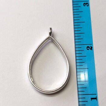 Geometric Hollow Teardrop Pendant Silver - Image 2