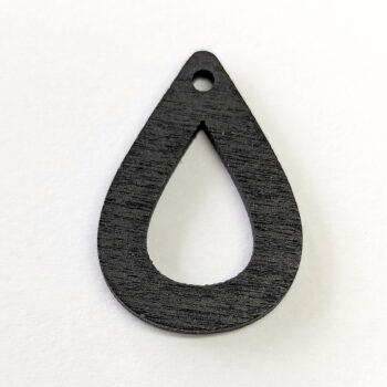 Black Hollow Teardrop Wood Pendant