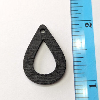 Black Hollow Teardrop Wood Pendant - Image 2